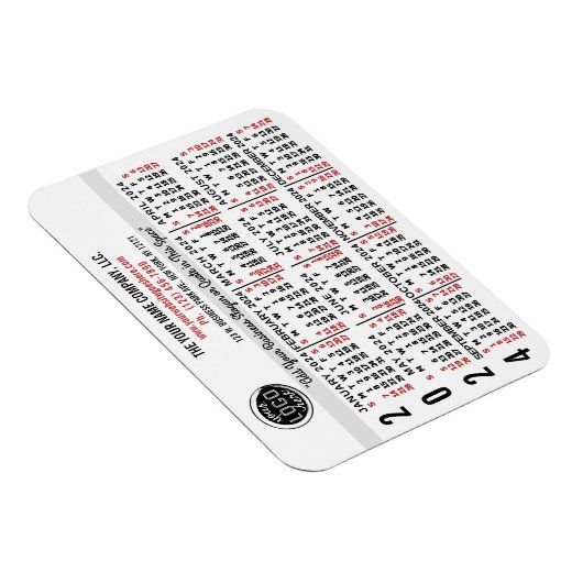 2024 Kalender Benutzerdefinierter Firmenname Weiß Magnet (Rechte Seite)