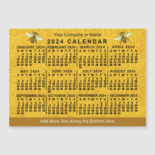 2024 Kalender Bienenwabenkräfte Custom Apiary Magn Magnetkarte (Vorderseite)