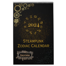 2024 Kalender der Steampunk-Astrologie Zodiac-Zeic