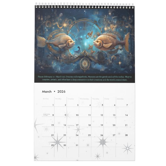 2024 Kalender der Steampunk-Astrologie Zodiac-Zeic (Mär 2026)