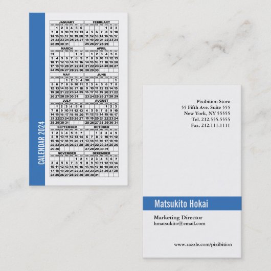 2024 Kalender Digitale Visitenkarte Blue (Vorne/Hinten)