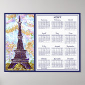 2024 Kalender Eiffelturm Pointillismus Landschaft Poster (Vorne)