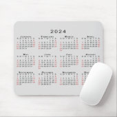 2024 Kalender Einfach grau schwarz Mousepad (Mit Mouse)