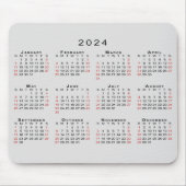 2024 Kalender Einfach grau schwarz Mousepad (Vorne)