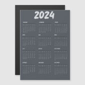 2024 Kalender einfach schwarz und weiß Magneteinladung (Vorne/Hinten)