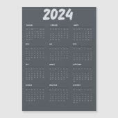 2024 Kalender einfach schwarz und weiß Magneteinladung (Vorderseite)