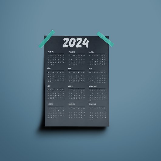 2024 Kalender einfach schwarz und weiß Programm