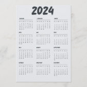 2024 Kalender einfach schwarz und weiß Programm (Vorderseite)