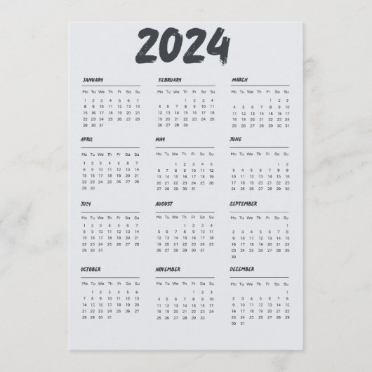 2024 Kalender einfach schwarz und weiß Programm (Vorderseite)