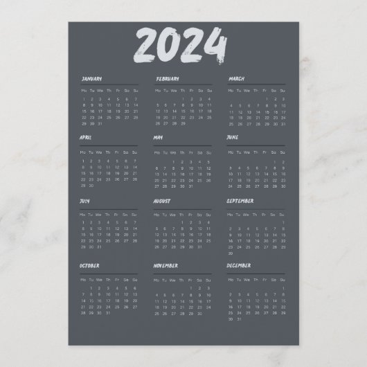 2024 Kalender einfach schwarz und weiß Programm (Vorderseite)