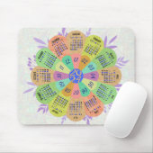 2024 Kalender Einzigartige Round Boho Retro-Blume Mousepad (Mit Mouse)