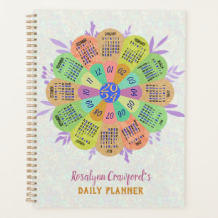2024 Kalender Einzigartiger Boho Retro Blume Indiv Planer