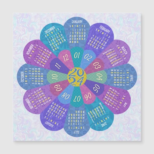 2024 Kalender Einzigartiges Buch Lila Blume Magnet (Vorderseite)