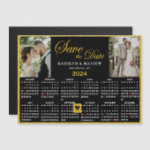 2024 Kalender Elegantes Script 2 Foto Save the Dat Magneteinladung (Vorne/Hinten)
