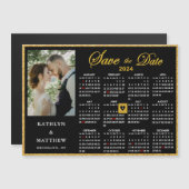 2024 Kalender: Elegantes Script-Foto Save the Date Magneteinladung (Vorne/Hinten)
