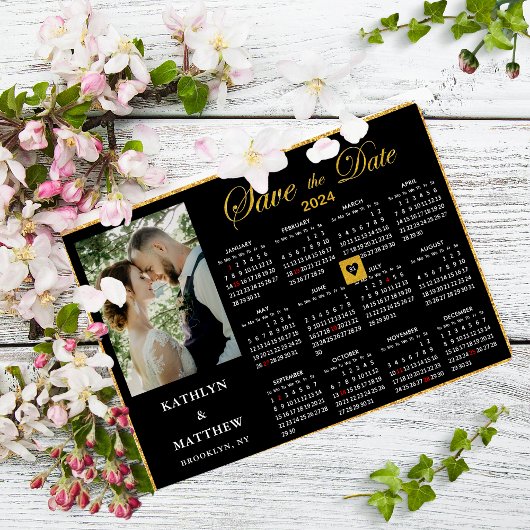 2024 Kalender: Elegantes Script-Foto Save the Date Magneteinladung