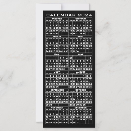 2024 Kalender Feiertage Rackkarte Schwarzer Baum (Vorderseite)