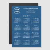 2024 Kalender Firmenlogo Text Blue Magnet Card (Vorne/Hinten)