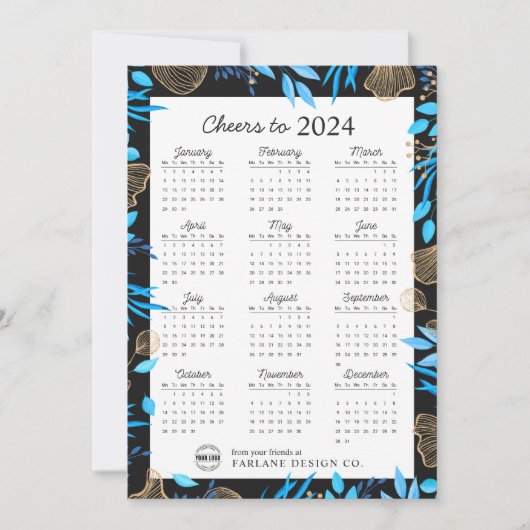 2024 Kalender - Floral Business-Logo-Weihnachtskar Einladung (Vorderseite)