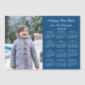 2024 Kalender Foto Frohes neues Jahr Blue Magnet (Vorderseite)