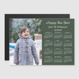 2024 Kalender Foto Glück Neues Jahr Grün Magnet