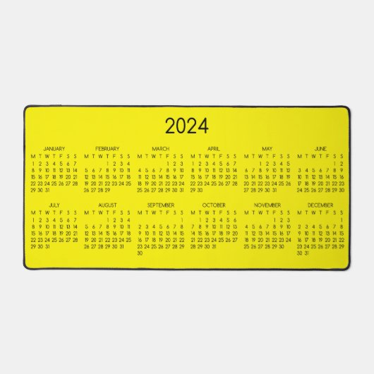 2024 Kalender Gelber Hintergrund Schreibtischunterlage (Vorderseite)