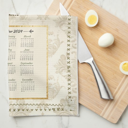 2024 Kalender Handtuch Paris Anzeigen benutzerdefi (Viertel Falte)