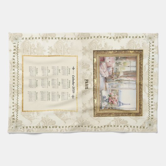 2024 Kalender Handtuch Paris Anzeigen benutzerdefi (Horizontal)