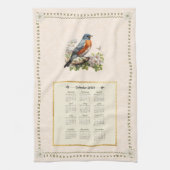 2024 Kalender Handtuch Robin Bird Peach Damask (Vertikal)
