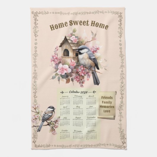 2024 Kalender Handtuchhalter Zuhause Sweet Zuhause Geschirrtuch (Vertikal)