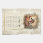 2024 Kalender Handtuchpferd im Sonnenuntergang Geschirrtuch (Horizontal)