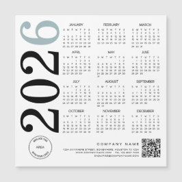 2024 Kalender Logo QR Code Blue Black Business Magnetkarte