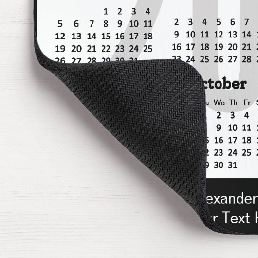 2024 Kalender Minimalistischer Schwarz-weißer benu Mousepad (Ecke)