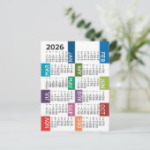 2024 Kalender mit funky bunten Monaten Postkarte (Stehend Vorderseite)