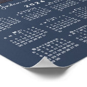 2024 Kalender mit Ihrem Foto und Name Navy Blue Poster (Ecke)