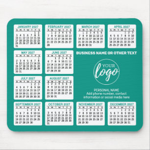 2024 Kalender mit Logo, Kontaktinformationen Blau Mousepad