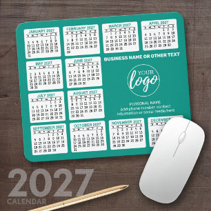 2024 Kalender mit Logo, Kontaktinformationen Blau Mousepad