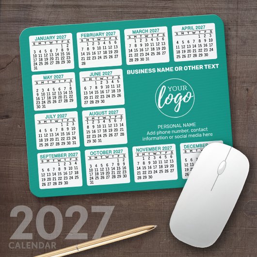 2024 Kalender mit Logo, Kontaktinformationen Blau Mousepad