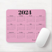 2024 Kalender mit rosa Hintergrund Mousepad (Mit Mouse)