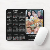 2024 Kalender Modern Black 5 Family Foto Collage Mousepad (Mit Mouse)