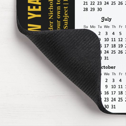 2024 Kalender Modern Gold Script Black Minimalisti Mousepad (Ecke)