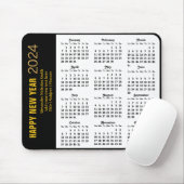 2024 Kalender Modern Gold Script Black Minimalisti Mousepad (Mit Mouse)