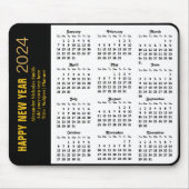 2024 Kalender Modern Gold Script Black Minimalisti Mousepad (Vorne)