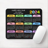 2024 Kalender Moderner Schwarzer, benutzerdefinier Mousepad (Mit Mouse)