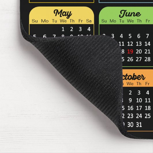 2024 Kalender Moderner Schwarzer, benutzerdefinier Mousepad (Ecke)