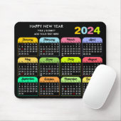 2024 Kalender Moderner Schwarzer, benutzerdefinier Mousepad (Mit Mouse)