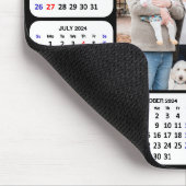 2024 Kalender Modernes Black 4 Family Foto Einfach Mousepad (Ecke)