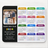 2024 Kalender Modernes Foto Schwarzer Familie farb Mousepad (Vorne)