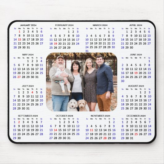 2024 Kalender Modernes Foto Schwarzer Familie Mini Mousepad (Vorne)