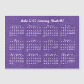 2024 Kalender Motivation Individuelle Name Lila Ma Magnetkarte (Vorderseite)